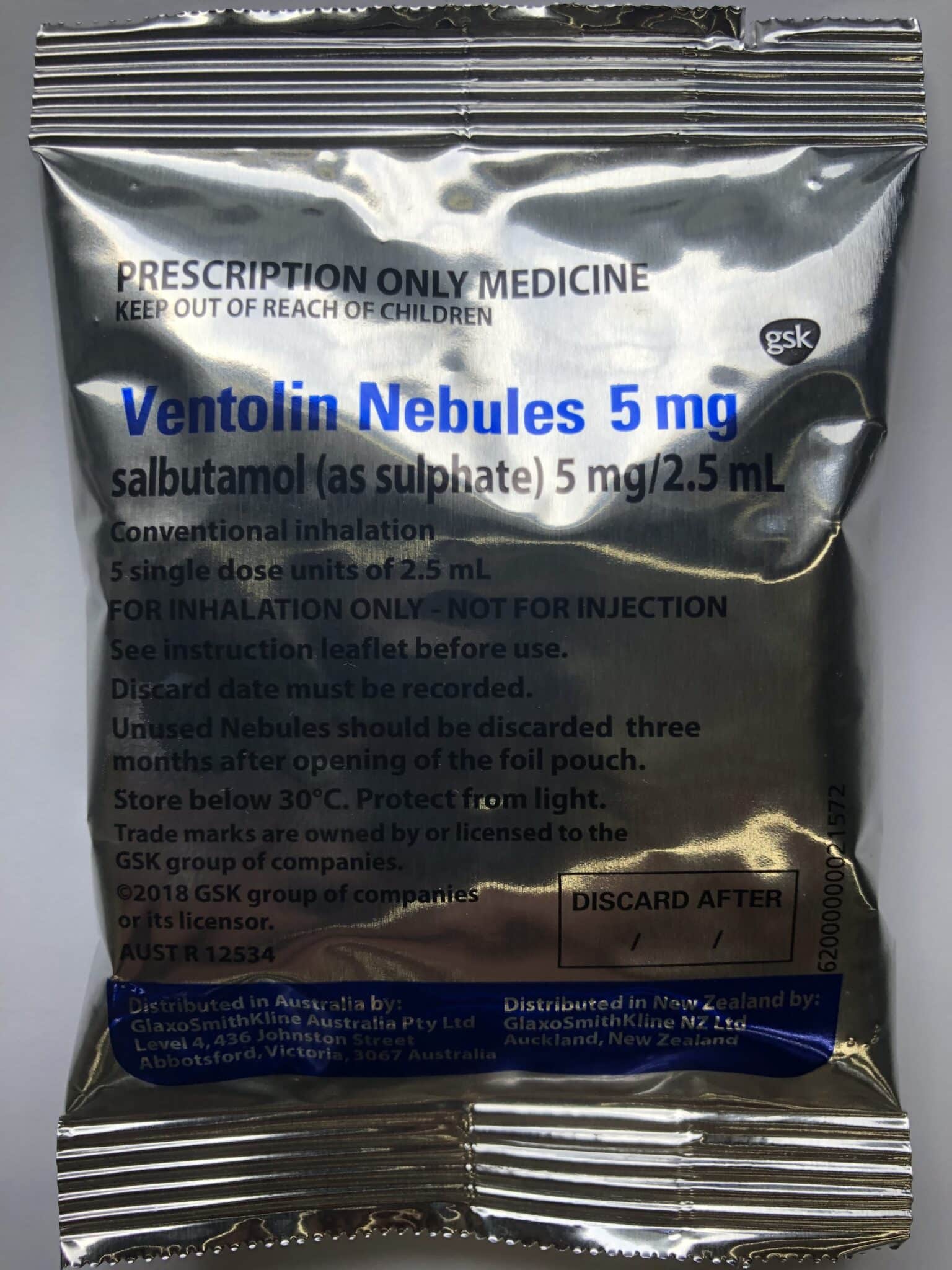 Nebules Salbutamol Ventolin Adult Pack Of 5 Expiry April 2025 Cynergex Group